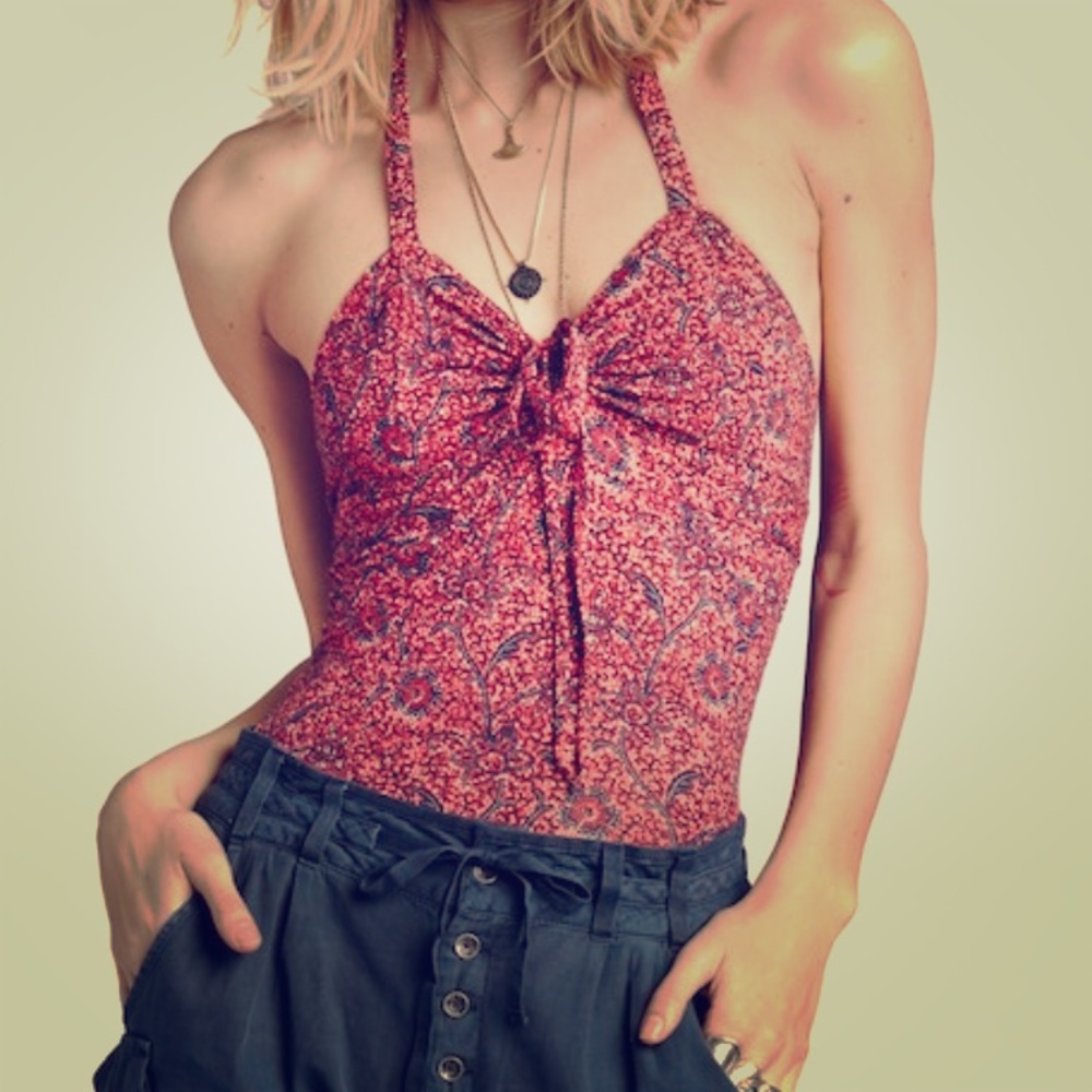 Free People printed halter top.